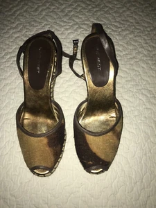 Nine West Fabric/Rope Peep toe wedge espadrilles - Size 6 - Picture 1 of 4
