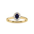 Sapphire and Diamond Halo Ring In 14K White Gold (0.58 CTW)