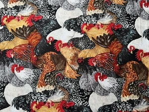 Farmyard quilt fabric by Makower 422-farmyard chickens - Picture 1 of 6