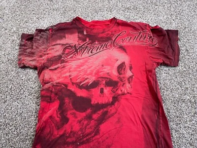 Camiseta Xtreme Couture Estampado Completo Calavera Adulto Grande Roja Calce Ajustado Y2K MMA Foto 1 de 4