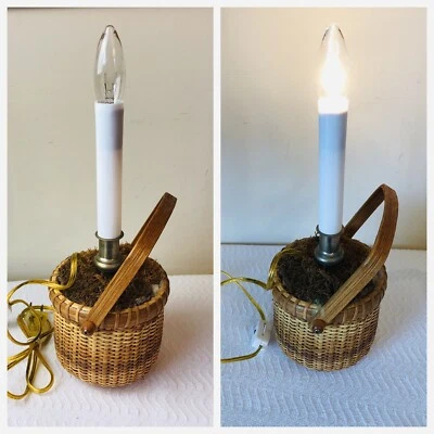 Cesta Nantucket luz noturna vintage abajur de mesa alça decoração náutica - Imagem 1 de 4