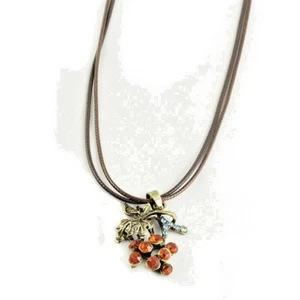 Collana donna vintage pendente in pelle multicolore - Foto 1 di 3