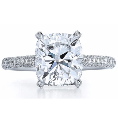 GIA Certified 2.00 Carat Diamond Engagement Ring Cushion Cut 14k White Gold - Image 1 of 3