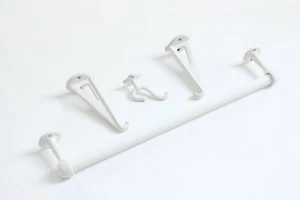 antique towel shelf hook | porcelain enamel towel vtg victorian deco bathroom - Picture 1 of 7
