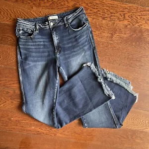 KanCan Jeans Sz 13/30 Flare Raw Hem High Rise Medium Wash Bell Bottom Distressed - Picture 1 of 15
