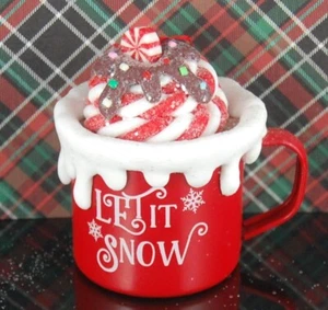 Let it Snow Hot Chocolate Árbol de Navidad Adorno Cacao Taza NUEVO Metal - Imagen 1 de 5