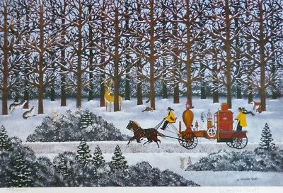 Jane Wooster Scott Dashing Through the Snow Firefighters Hand signed Lithograph — 第 1/4 张图片