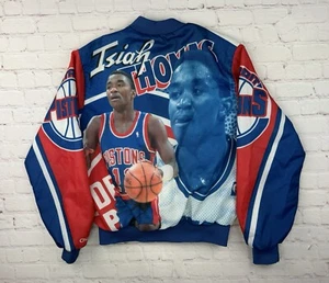 VTG 90s NBA Detroit Pistons Isaiah Thomas Chalk Line Fanimation Jacket Medium - Picture 1 of 12