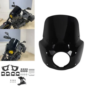 Front Fairing Windshield & Baja Light Bracket For Harley Fat Bob FXFB/S 2018-24 - Picture 1 of 10