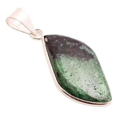 Rubino Zoisite Gemma Ciondolo Placcato Argento Handmade Gioielli Regalo 3.5cm - Immagine 1 di 3
