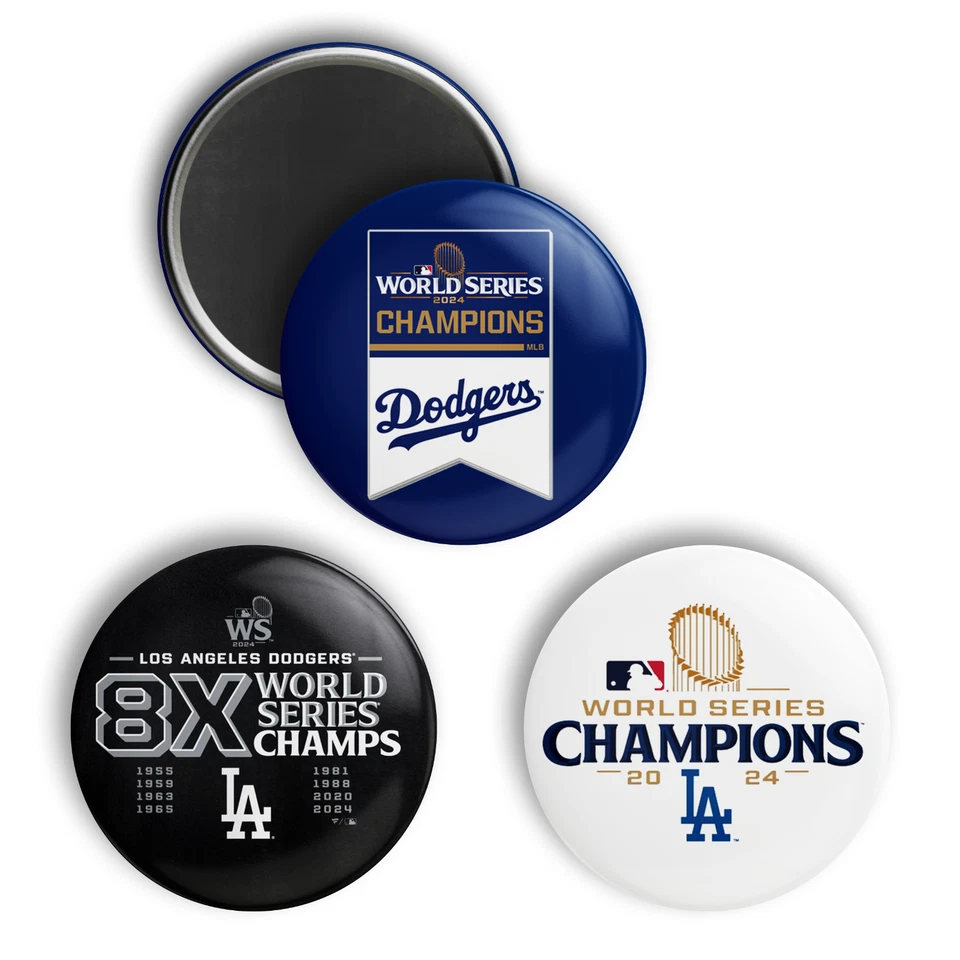 LA Dodgers World Series 2024 Champs Los Angeles Champions MAGNET SET 2.25" Gift - Image 1 of 1