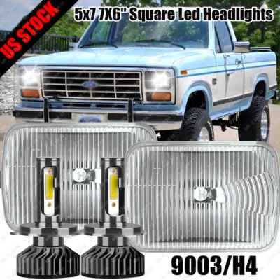 Par de faros LED DRL 5x7" 7x6 para Ford Bronco 79-86 F 250/350 Super Duty F150 Foto 1 de 4