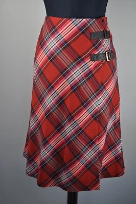 Falda halógena a cuadros roja para mujer talla 8 clásica Foto 1 de 4