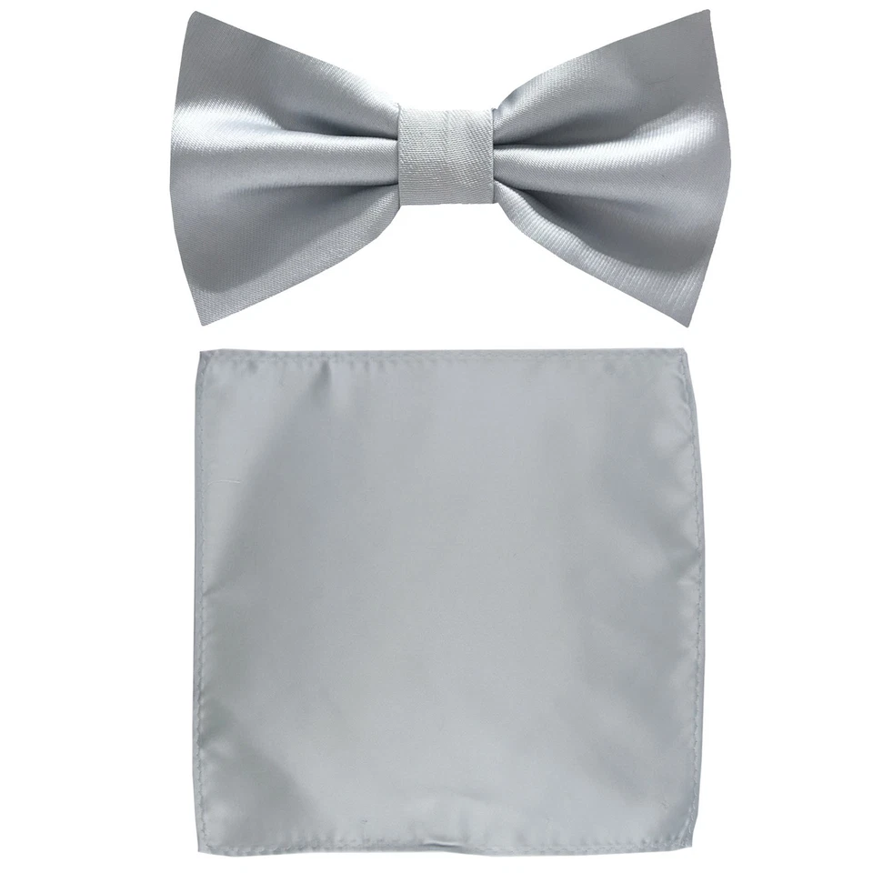 Nuevo conjunto de pajarita de microfibra lisa preatada para niño y pañuelo cuadrado de bolsillo Foto 1 de 1