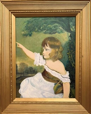 The Happy Girl – Beautiful Endearing Painting – Vintage - Image 1 of 4