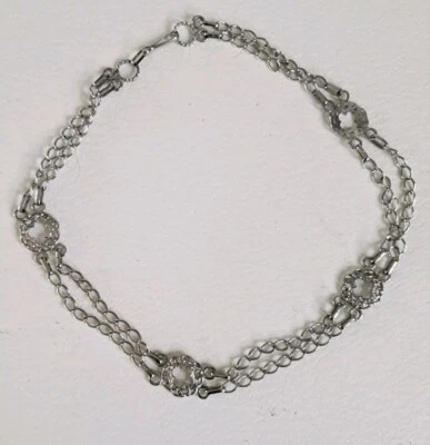 Vintage Silver Tone Circle Elements Double Chain Belt  32"  - Image 1 of 4