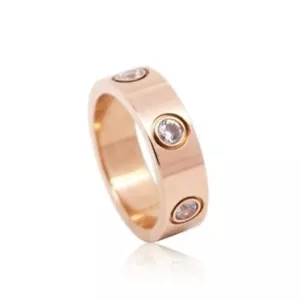 Rose Gold 5mm 6 Round Cubic Zirconia Wedding Band Stackable Ring Anniversary - Picture 1 of 5