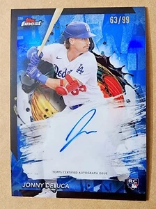 2024 Topps Finest Jonny Deluca Rookie ON CARD Auto Blue Refractor 63/99 RC FA-JD - Picture 1 of 1