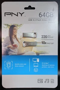 PNY 64GB USB 3.2 Flash Drive Elite-X 2-Pack (P-FDI64GX2ELTX-CP) - Picture 1 of 6