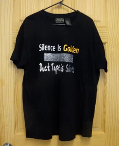 Vintage Silence is Golden Duct Tape is Silver Y2k Baumwolle T-Shirt Tee Shirt Gr. XL - Bild 1 von 5