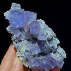 199 g cube violet fluorite et jaune benz calcite cristal spécimen minéral