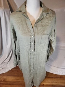Grayson Frank & Eileen The Hero Midi Dress Olive Green Size 04 L/S Linen - Picture 1 of 7