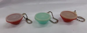 Lot of 3 Vintage Tupperware Keychain Bowls ~ Red & Turquoise - Picture 1 of 3