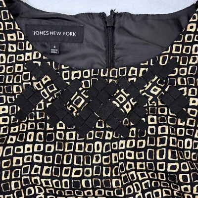 Vestido para mujer JONES NEW YORK 4 negro tostado sin mangas diseño de cinta elástico hasta la rodilla Foto 1 de 4