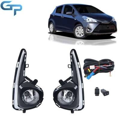 Fog Lights+Bezel+Harness For 2018-2020 Toyota Yaris Hatchback Chrome Left+Right - Image 1 of 4