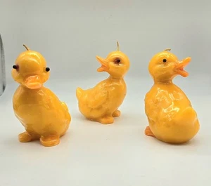3 Duckling Duck Candles MCM 1960s Chicks Unlit Nice 3.5" - Picture 1 of 8