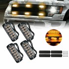 Set of 4 Amber Warning Emergency Hazard Beacon Dash Foglights Strobe Light Bar