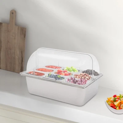 Food Serving Container Flip Top Serving Container w/ Lid + 9 Spoons & Clamps - Image 1 of 4