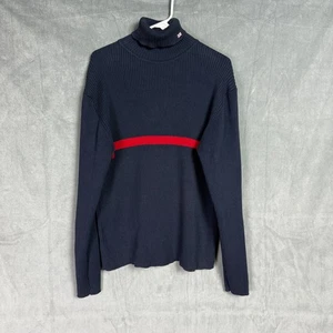 Polo Jeans Co Ralph Lauren XL Suéter Cuello Tortuga Azul Acanalado Elástico Pullover - Imagen 1 de 13