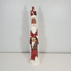 Skinny Pencil Santa Claus Figure 11" Castle Bricks Folk Art Resin Ganz Vintage - Picture 1 of 8