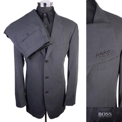 Hugo Boss EINSTEIN/SIGMA 2-Pcs 3 Button Wool Suit Solid Gray 44L Pants 36X32 - Image 1 of 4
