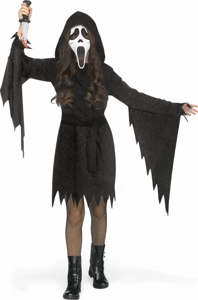 Brand New Glitter Bling Ghost Face Child Costume - Image 1 of 1