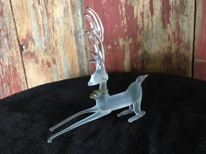 vintage frosted glass reindeer w/brass bell Christmas Holiday.......b8 - Picture 1 of 5