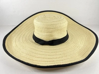 Chapéu de sol Ivanka Trump feminino palha aba larga flexível praia verão 7" largura da cabeça - Imagem 1 de 4