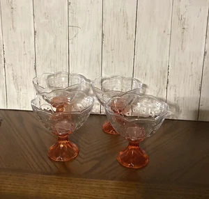 4 Vintage L.E. Smith klar mit Amberina Standschale Kompott gewellter Rand - Bild 1 von 12