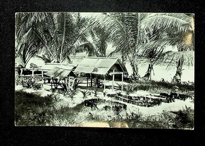 Nederlands Nieuw Guinea ansichtkaart open huizen; verticale vouw - Picture 1 of 2