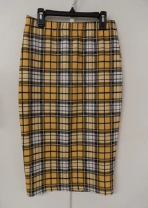 H&M Yellow Black Plaid Pencil Skirt Preppy Clueless 80's 90's Y2K Women's Size S - Picture 1 of 4