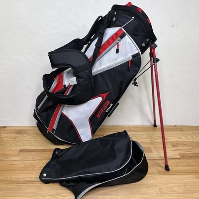 NUEVA Bolsa de Golf Strata Tour 7 Vías Roja Blanca Negra con Cubierta para Lluvia y Correa - LEER Foto 1 de 4