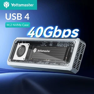 40Gbps M.2 NVMe SSD Enclosure With Cooling Fan Transparent Shell Support USB 4/3 - Picture 1 of 12