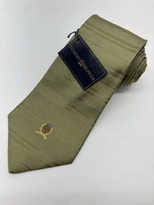 Tommy Hilfiger Solid Striped Tie Silk Logo USA Made Necktie 56”L New With Tags - Picture 1 of 5
