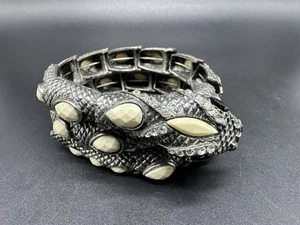 Snake Silver Tone Egyptian Revival Wrap Bracelet Art Deco Serpent Wrapped 7” - Picture 1 of 9