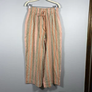 Free People Korfu gestreifte Baumwolle Leinen Hose Canyon Streifen weites Bein Damen Gr. S - Bild 1 von 8