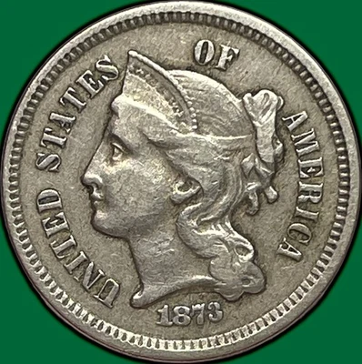 1873 Open 3 Three Cent Nickel Extremely Fine XF Coin #29836 - Image 1 of 3