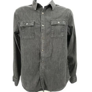 Structure Men's Dark Gray/Black Cotton Blend Men's Slim Fit L/S Shirt Size M - Picture 1 of 6