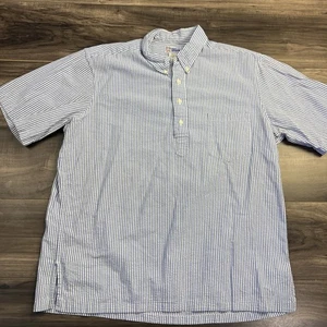 Reyn Spooner Men's Hawaiian Shirt Aloha Blue White Seersucker Yarn XL - Picture 1 of 8