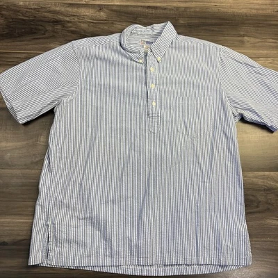 Reyn Spooner Men's Hawaiian Shirt Aloha Blue White Seersucker Yarn XL - Image 1 of 4